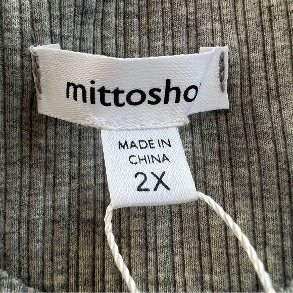 NWT Mittoshop Grey Ribbed Low Mock Sleeveless Layering Gray Tank Top - Picture 5 of 12